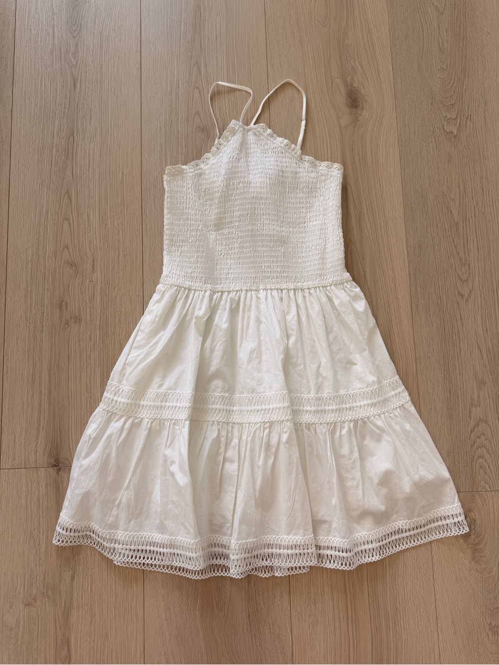 Altar'd State Cream Smocked Tiered Sundress women white dress
